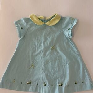 Jacadi Light Blue Dress with Yellow Peter Pan Collar 6m